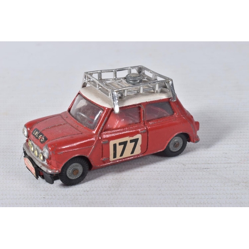 158 - A QUANTITY OF UNBOXED AND ASSORTED PLAYWORN DIECAST VEHICLES, to include Corgi Toys Mini Cooper S Mo... 