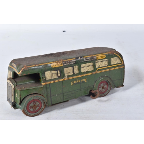 159 - A QUANTITY OF ASSORTED TINPLATE TOYS, to include clockwork Betal Trolleybus, clockwork Wells Brimtoy... 