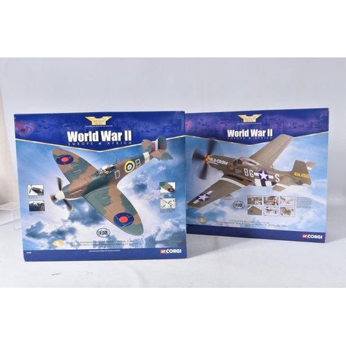 169 - TWO BOXED CORGI CLASSICS THE AVIATION ARCHIVE WWII EUROPE AND AFRICA FIGHTER AIRCRAFT MODELS, both 1... 