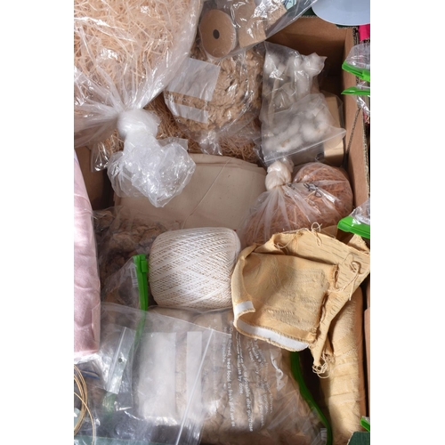 170 - A LARGE QUANTITY OF ASSORTED ANTIQUE AND OTHER FABRICS FOR DOLL AND BEAR DRESSING AND REPAIR, sewing... 