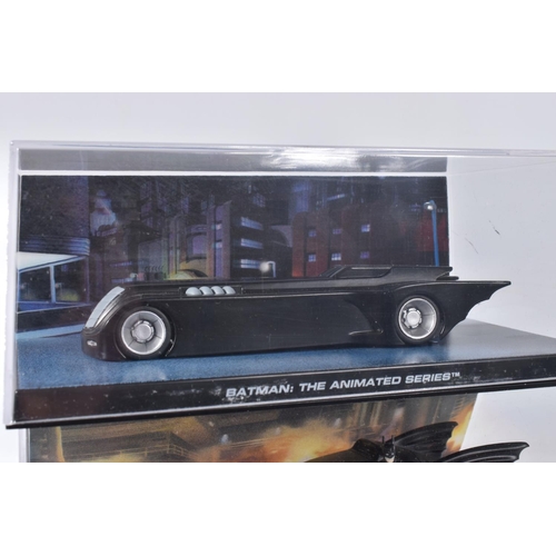 175 - TWELVE EAGLEMOSS DC VEHICLES IN ACRYLIC CASES, to include a Dark Knight Rises the Bat, various other... 