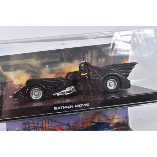 175 - TWELVE EAGLEMOSS DC VEHICLES IN ACRYLIC CASES, to include a Dark Knight Rises the Bat, various other... 