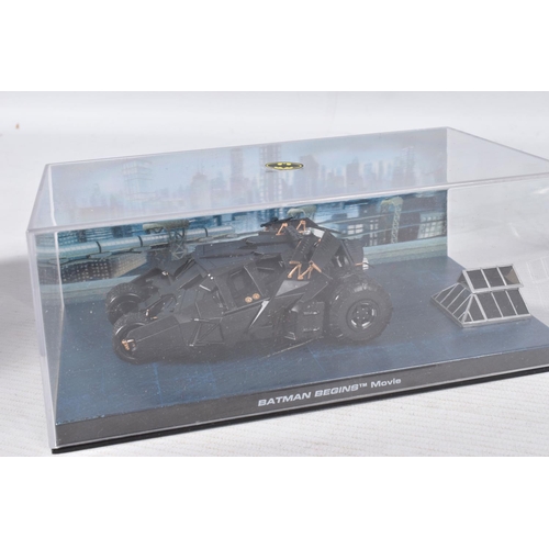 175 - TWELVE EAGLEMOSS DC VEHICLES IN ACRYLIC CASES, to include a Dark Knight Rises the Bat, various other... 