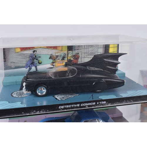 175 - TWELVE EAGLEMOSS DC VEHICLES IN ACRYLIC CASES, to include a Dark Knight Rises the Bat, various other... 