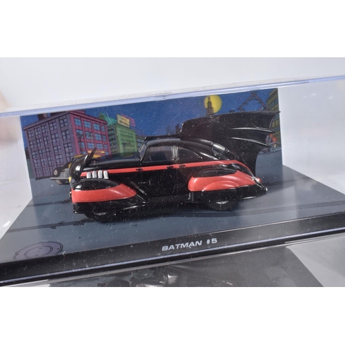 175 - TWELVE EAGLEMOSS DC VEHICLES IN ACRYLIC CASES, to include a Dark Knight Rises the Bat, various other... 