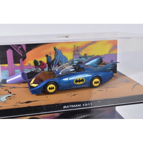 175 - TWELVE EAGLEMOSS DC VEHICLES IN ACRYLIC CASES, to include a Dark Knight Rises the Bat, various other... 