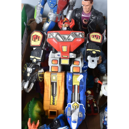 176 - A QUANTITY OF UNBOXED AND ASSORTED ACTION FIGURES AND ROBOTS ETC., to include Tiger Electronics Dino... 