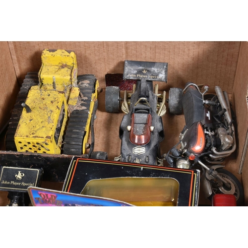 177 - A QUANTITY OF BOXED AND UNBOXED PLAYWORN DIECAST VEHICLES, to include unboxed Dinky Toys Auto-Union ... 