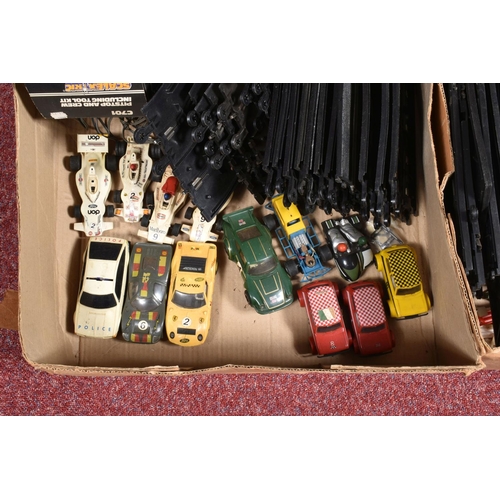 183 - A QUANTITY OF MOSTLY UNBOXED AND ASSORTED SCALEXTRIC CARS, TRACK AND ACCESSORIES, to include unboxed... 