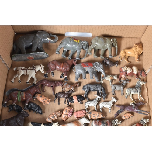 189 - A QUANTITY OF ASSORTED HOLLOWCAST AND PLASTIC FIGURES AND ANIMALS ETC., to include Wend-Al aluminium... 