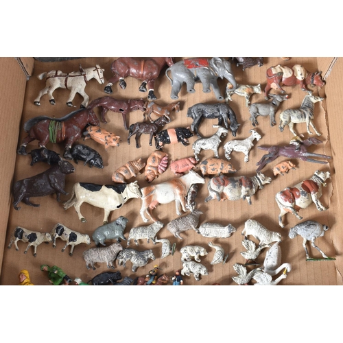 189 - A QUANTITY OF ASSORTED HOLLOWCAST AND PLASTIC FIGURES AND ANIMALS ETC., to include Wend-Al aluminium... 