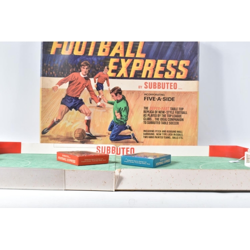 191 - A BOXED SUBBUTEO FOOTBALL EXPRESS SET, appears complete with both boxed teams, pitch complete and in... 