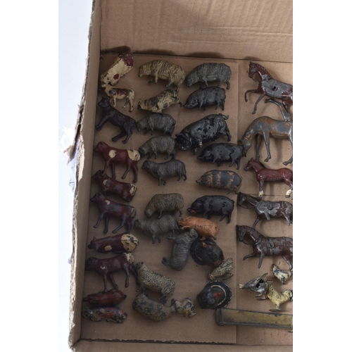 193 - A QUANTITY OF HOLLOWCAST ANIMALS  AND ACCESSORIES, all in playworn condition with paint loss and wea... 