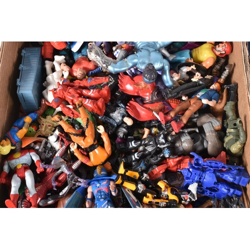 194 - A QUANTITY OF UNBOXED AND ASSORTED ACTION FIGURES, all in playworn condition, to include Bandai Powe... 