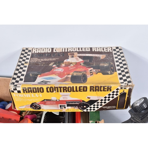 195 - A QUANTITY OF RADIO CONTROL MODELS AND ASSORTED TOYS ETC., to include boxed RC 1970's Hong Kong made... 