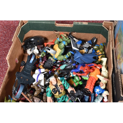 196 - A COLLECTION OF UNBOXED AND ASSORTED ACTION FIGURES AND PLASTIC ANIMALS ETC., to include Power Range... 