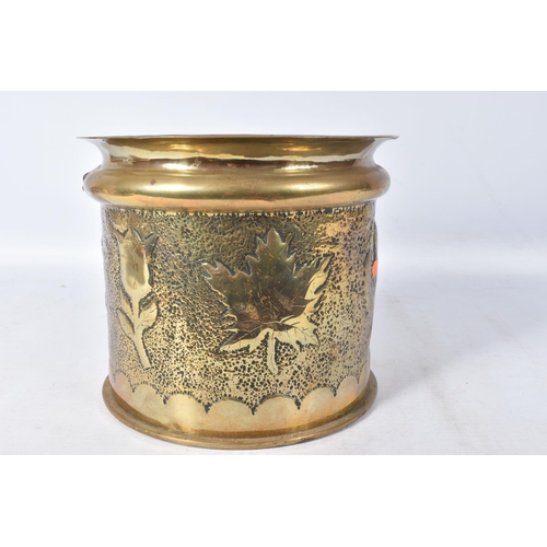 242 - A LARGE TRENCH ART PLANTER AND A TRENCH ART FRUIT BOWL, the planter is dated 1916 and has a hand bea... 