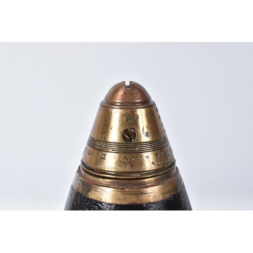 243 - ONE TRENCH ART STYLE MISSILE WITH FUSE, this is painted black and the fuse no 10 LNWR WOL3/17 lot 18... 