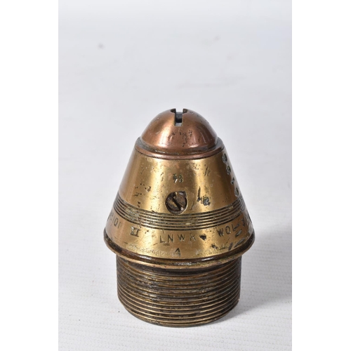 243 - ONE TRENCH ART STYLE MISSILE WITH FUSE, this is painted black and the fuse no 10 LNWR WOL3/17 lot 18... 