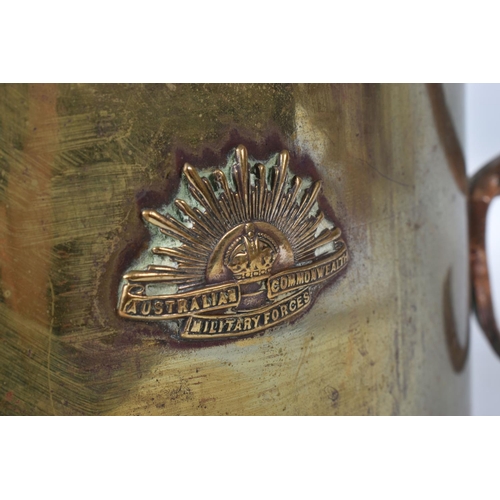 247 - A LARGE WWI DATED TRENCH ART LOVING CUP, it is dated 1916 and has 'DUSSELDORF' written along the bot... 