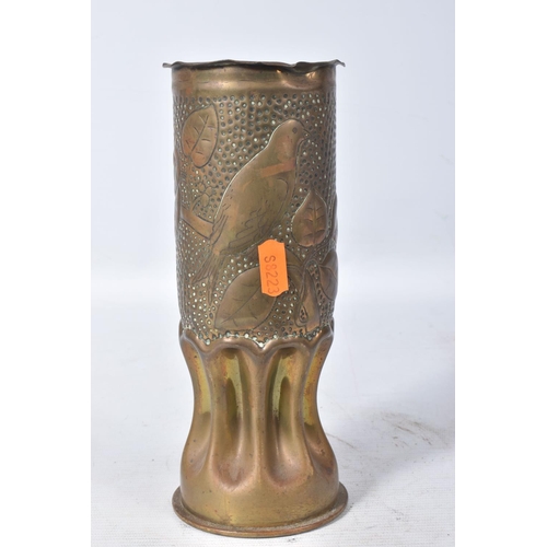 248 - SIX VARIOUS TRENCH ART CASES, five of which are dated for WWI and one is possibly dated 1910, five h... 