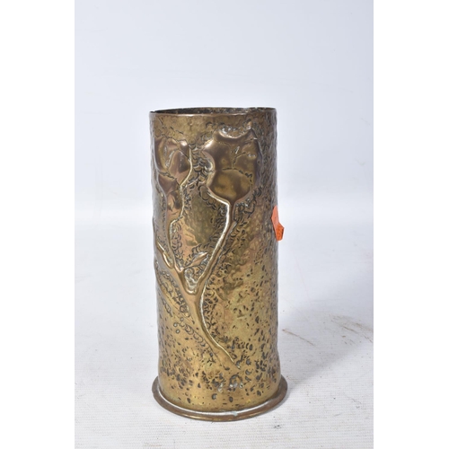 248 - SIX VARIOUS TRENCH ART CASES, five of which are dated for WWI and one is possibly dated 1910, five h... 