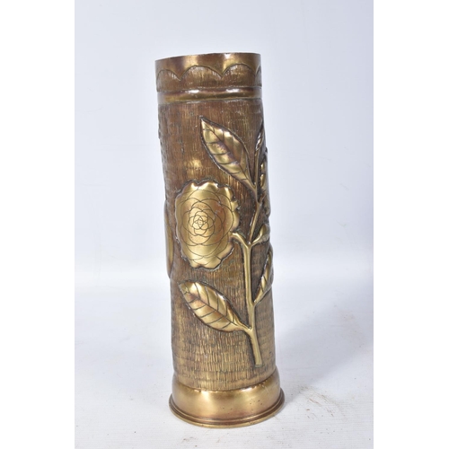 248 - SIX VARIOUS TRENCH ART CASES, five of which are dated for WWI and one is possibly dated 1910, five h... 