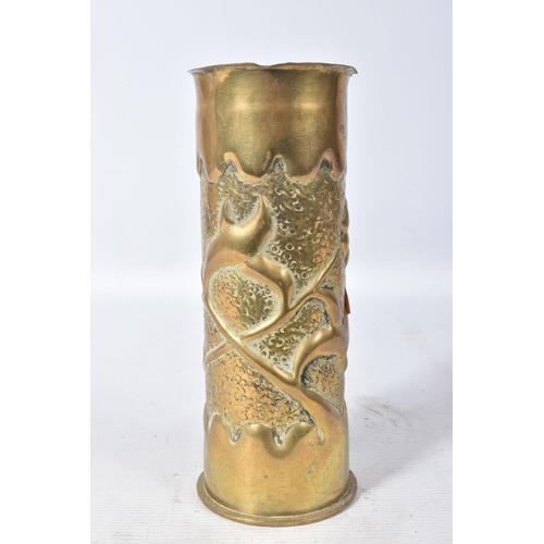 248 - SIX VARIOUS TRENCH ART CASES, five of which are dated for WWI and one is possibly dated 1910, five h... 