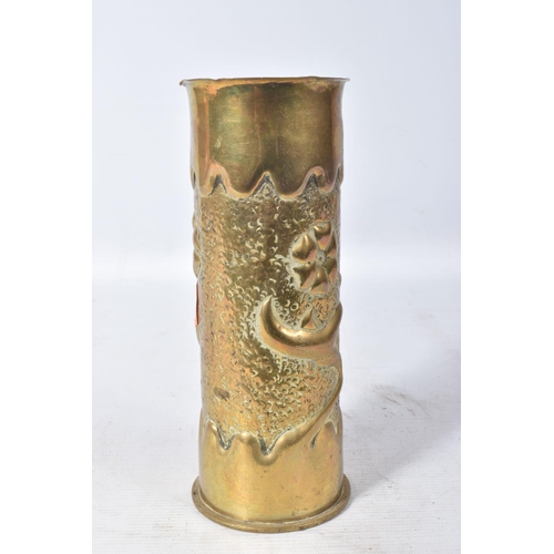 248 - SIX VARIOUS TRENCH ART CASES, five of which are dated for WWI and one is possibly dated 1910, five h... 