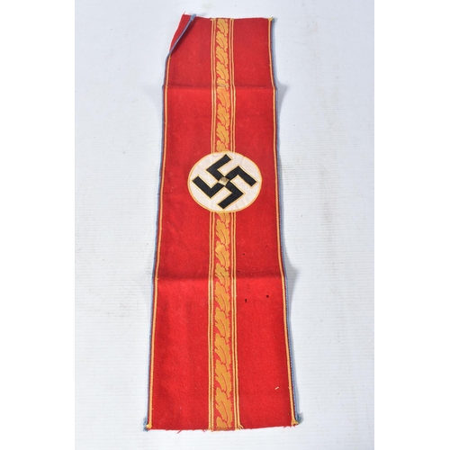 252 - A THIRD REICH NAZI GERMANY WWII ERA ARM BAND, this was worn by the Ortsgruppence Leiter or Local Gro... 