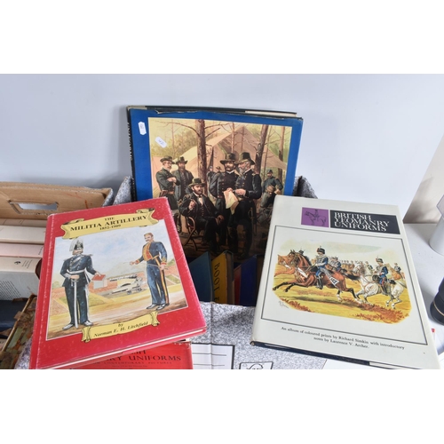 289 - TWO BOXES OF MILITARY RELATED BOOKS, to include a good selection on British uniforms and dress regul... 