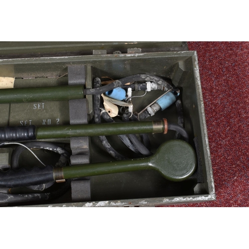 350 - A FULLY CASED ORIGINAL BRITISH MINE DETECTOR WITH BATTERY PACK ETC, all complete named on case Detec... 