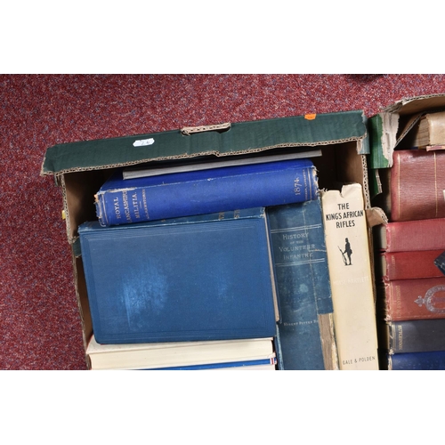 352 - TWO BOXES OF MILITARY RELATED BOOKS, there is a mix of hard back and paper back to include, a guide ... 