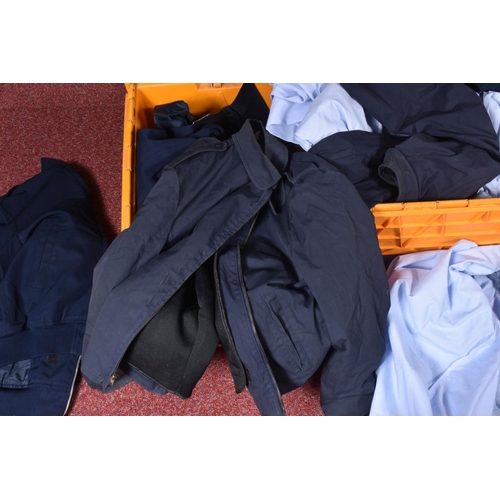 355 - TWO BOXES OF US AIR FORCE CLOTHING, to include shirts, jackets, fire mittens and chaps, there are a ... 