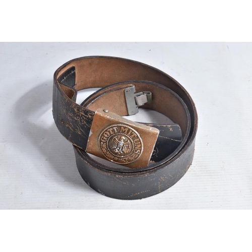 361 - A BOX OF CANVAS AND LEATHER MILITARY STYLE BELTS, to include thirteen Russian belts with buckles, fo... 