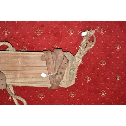 363 - A WW1/2 ERA MILITARY EXTRICATION STRETCHER, wood/canvas construction, has many fastening securing po... 