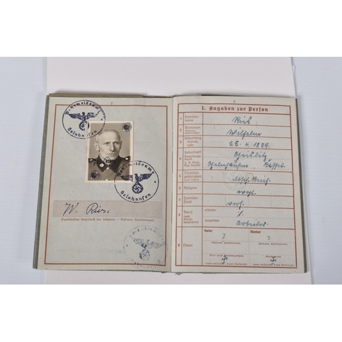 312 - SS FLOSSENBURG CAMP CARD WHERPASS TO WILLHELM RIES, born 25/04/1889, large from SS Stamped to the fr... 