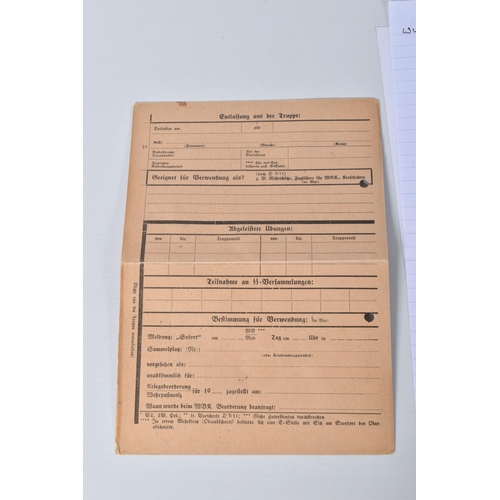 315 - SS WEHRPASS (SERVICE) BOOK AND SS RECORD CARD for Adalbert Deutschmann, DOB 21/04/1918. place Landwi... 