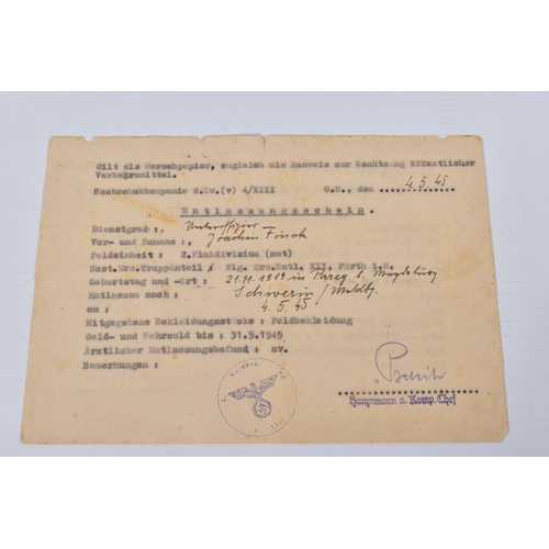 337 - JOACHIM FINK , includes six documents for a Air Gunners Badge, Combat Clasp of Bombers Bronze and Si... 