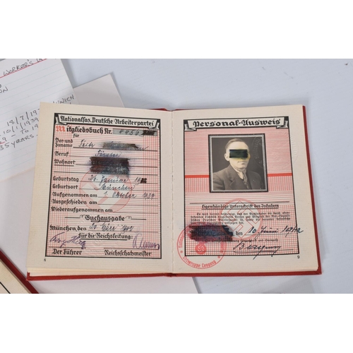 342 - GERMAN NATIONAL SOCIALIST WORKERS PARTY MEMBERSHIP BOOK (NSDAP) for Wilhelm Hoffmann, DOB 06/05/1914... 