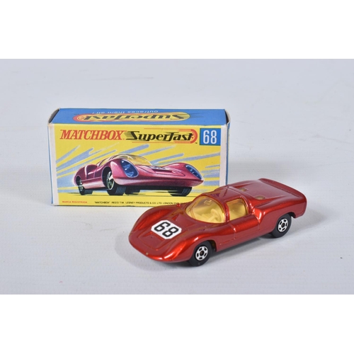 35 - A QUANTITY OF BOXED MATCHBOX SUPERFAST DIECAST VEHICLES, Mercedes Trailer, No.2, in gold with yellow... 