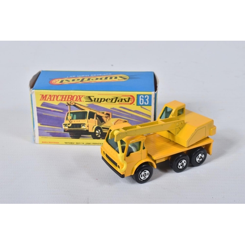 35 - A QUANTITY OF BOXED MATCHBOX SUPERFAST DIECAST VEHICLES, Mercedes Trailer, No.2, in gold with yellow... 