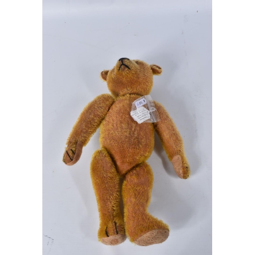 39 - AN AMERICAN ORANGE BRISTLE MOHAIR TEDDY BEAR, c.1914 - 1920, replacement glass eyes, horizontal stit... 