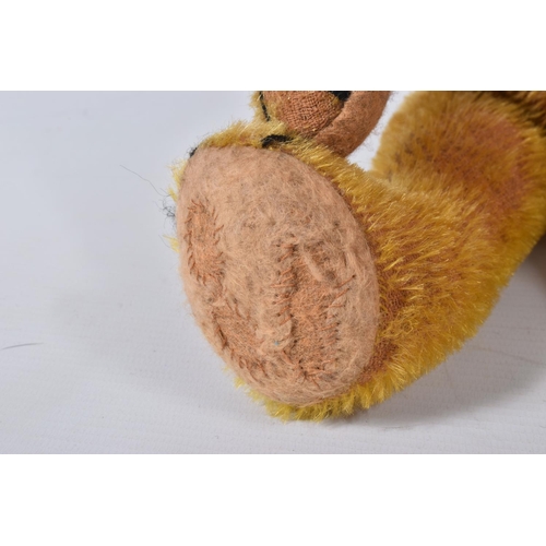 39 - AN AMERICAN ORANGE BRISTLE MOHAIR TEDDY BEAR, c.1914 - 1920, replacement glass eyes, horizontal stit... 