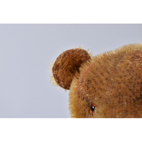 39 - AN AMERICAN ORANGE BRISTLE MOHAIR TEDDY BEAR, c.1914 - 1920, replacement glass eyes, horizontal stit... 