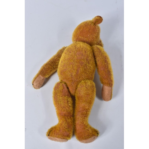 39 - AN AMERICAN ORANGE BRISTLE MOHAIR TEDDY BEAR, c.1914 - 1920, replacement glass eyes, horizontal stit... 