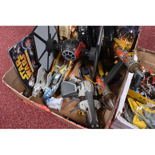 55 - A QUANTITY OF BOXED AND UNBOXED MODERN STAR WARS FIGURES, VEHICLES AND GAMES ETC., to include unboxe... 