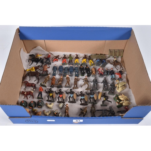 61 - A QUANTITY OF ASSORTED HOLLOWCAST LEAD FIGURES, majority are Britains or John Hill & Co. figures, to... 