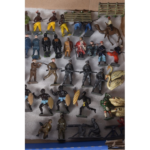 61 - A QUANTITY OF ASSORTED HOLLOWCAST LEAD FIGURES, majority are Britains or John Hill & Co. figures, to... 