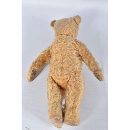 65 - AN FARNELL ALPHA GOLDEN PLUSH MOHAIR TEDDY BEAR, c.1930's, amber and black glass eyes, long muzzle w... 